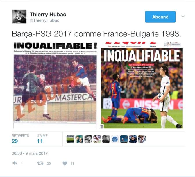 Parallelo tragico: il Psg come la Francia sconfitta 2-1 nei minuti di recupero dalla Bulgaria ed estromessa dalla partecipazione ai Mondiali di Usa 1994.